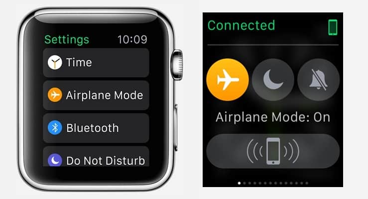 Settings on apple watch