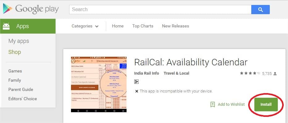 RailCal Availability Calendar App Download 