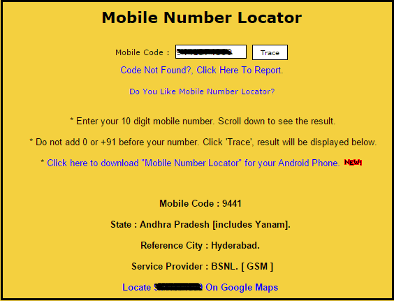 Internet4Mobile- Trace Mobile Number
