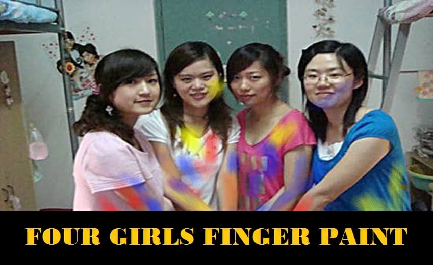 Four Girls Finger Paint.